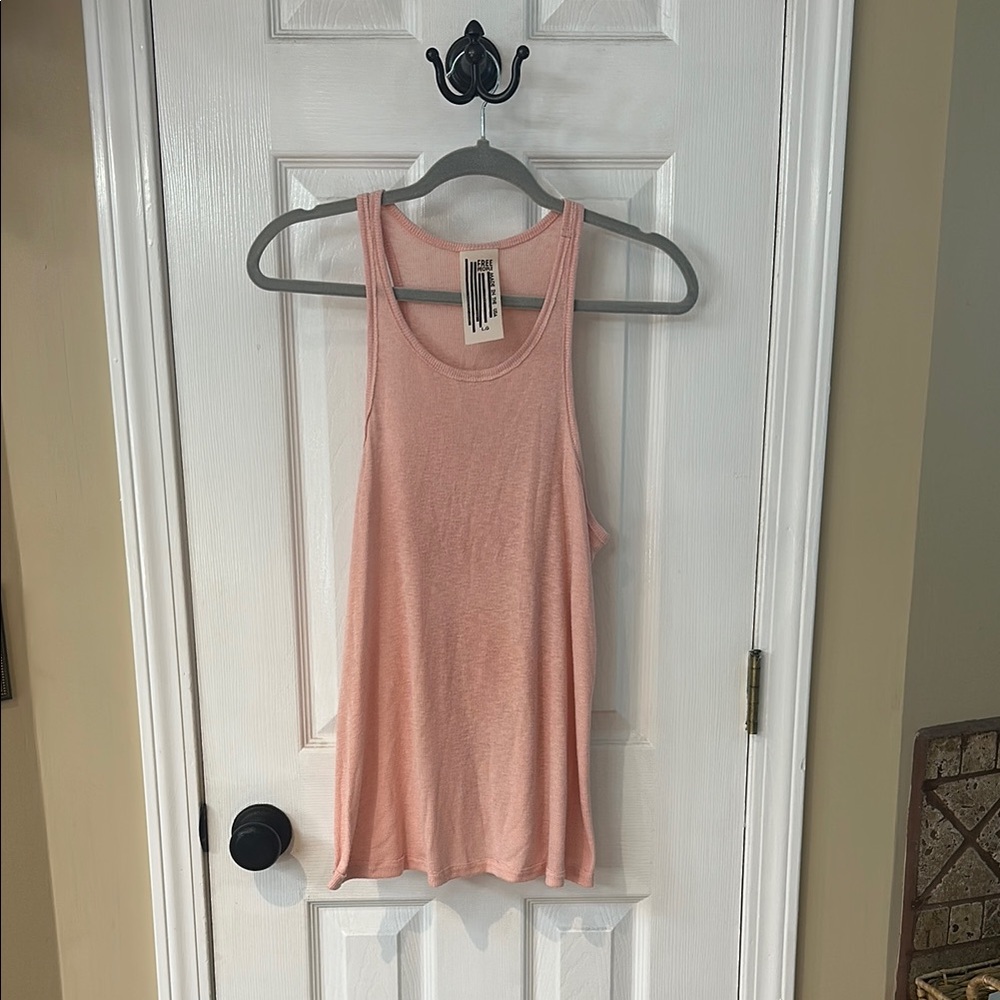 Free People Pink Ribbed Sleeveless Tank Top